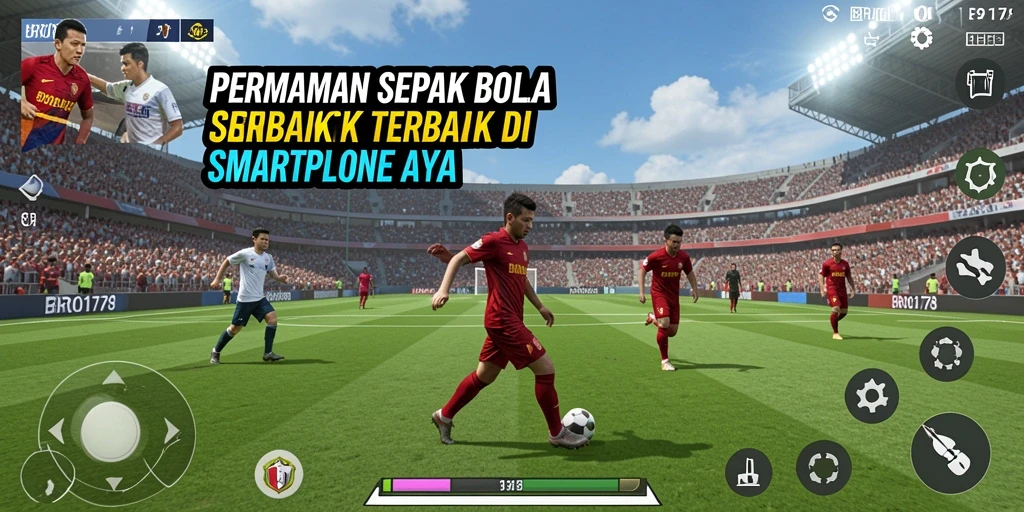 Tampilan gameplay BRO178 dengan aksi di lapangan sepak bola.