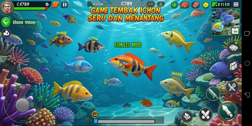 Tampilan menarik dari gameplay Tembak Ikan di C789.