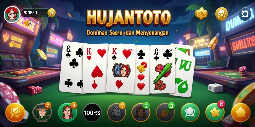 Screenshot gameplay HUJANTOTO yang menunjukkan suasana bermain domino.