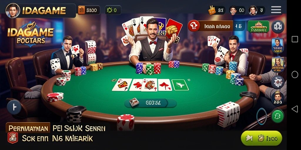 Tampilan gameplay menarik dari IDAGAME dengan suasana poker yang seru.