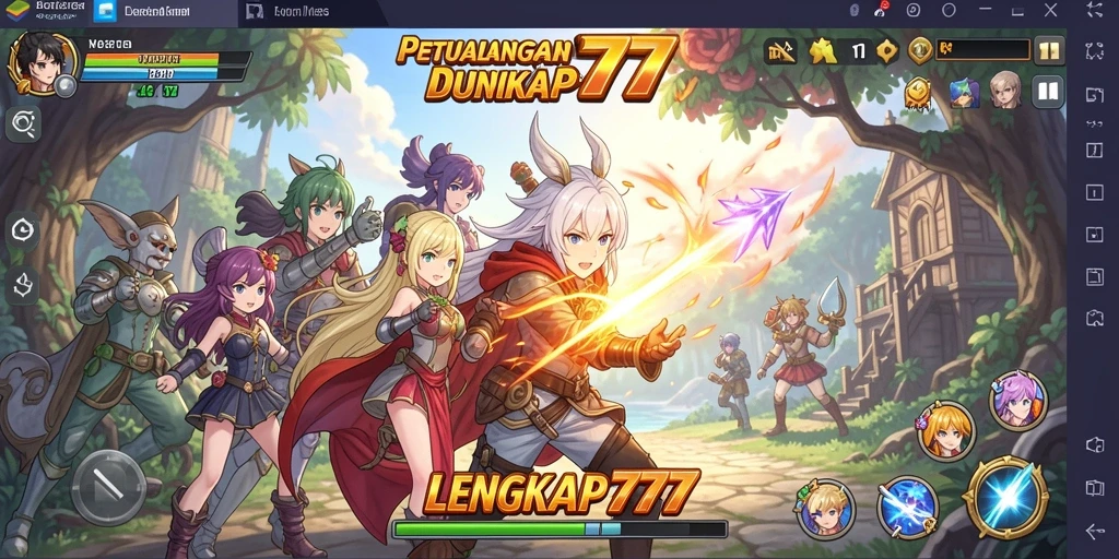 Tampilan gameplay LENGKAP777 dengan karakter-karakter anime yang menarik.