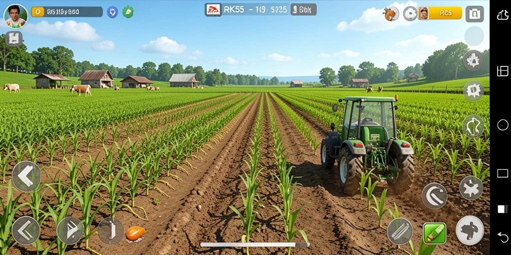 Tampilan gameplay RK55 yang menampilkan keseruan dalam bertani.